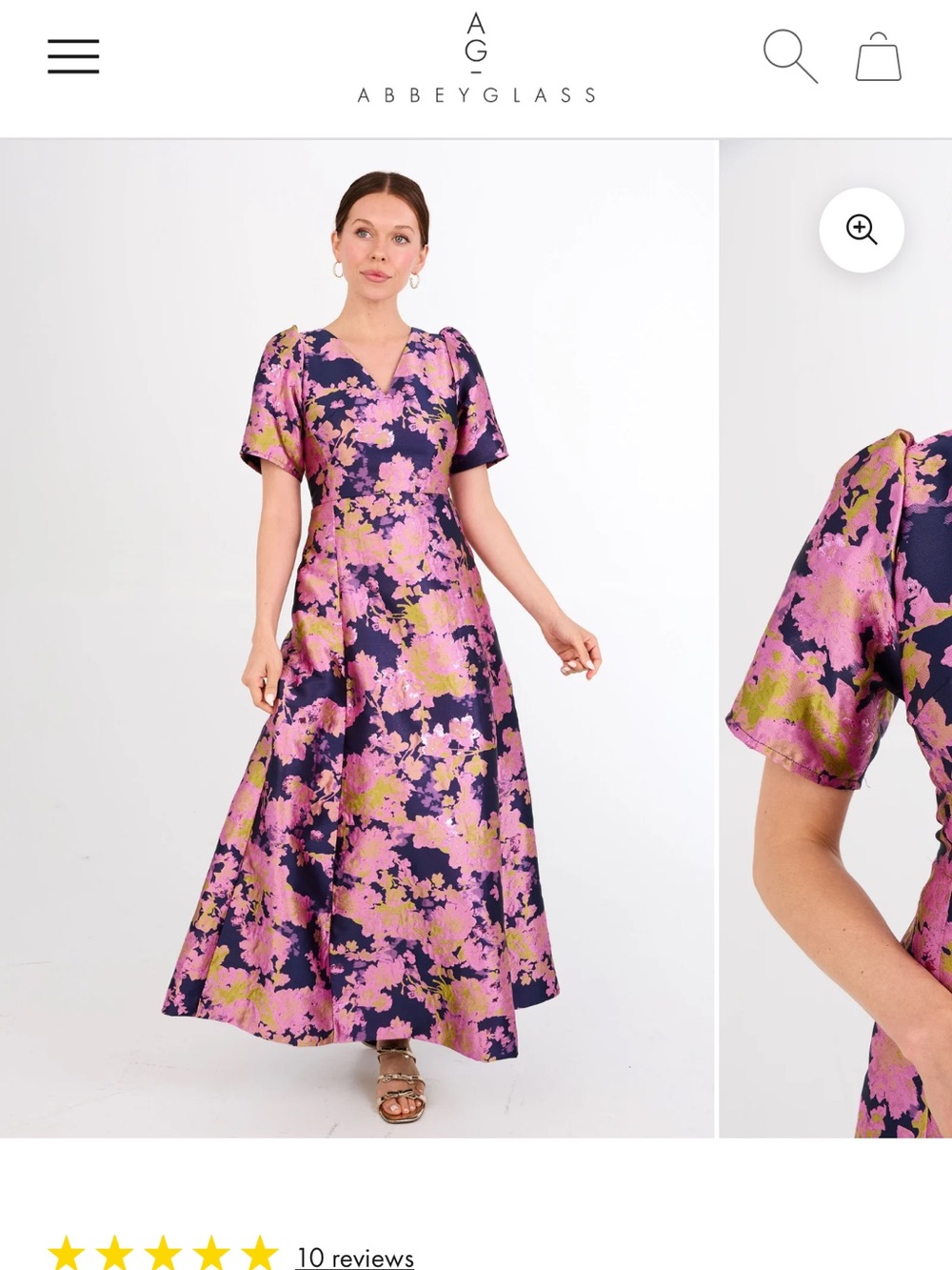 Abbey Glass Pink & Navy Floral V-Neck Maxi Dress
